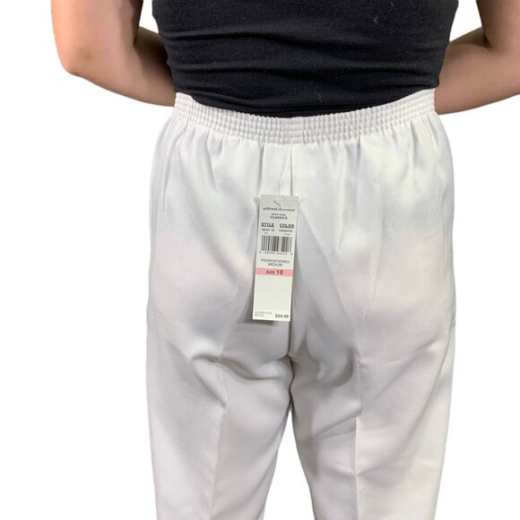 Alfred Dunner Womens Pants Elastic Waist Comfy Coastal Grandma White Size 10 - Picture 10 of 14